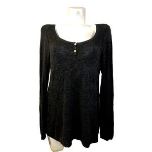 EILEEN FISHER Top Women's Sz PL Charcoal Gray Scoop Neck LS Pullover Knit Shirt